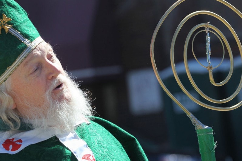 St. Patrick character at the parade